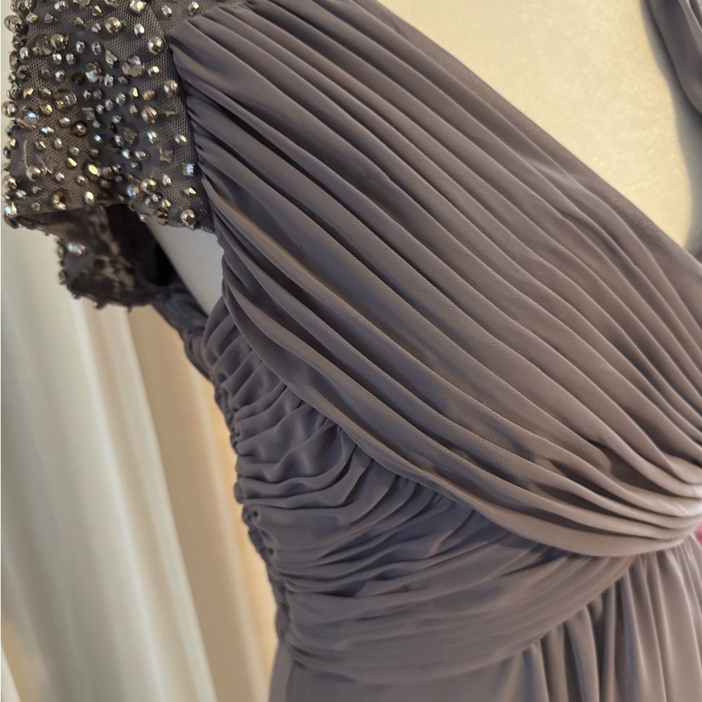 Eliza J Asymmetrical Gray Beaded Dress sz 6 New with tags. Gorgeous!!